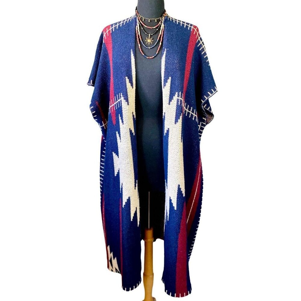 Southwest Print Boho Coastal Cowgirl Oversized Duster Cardigan
